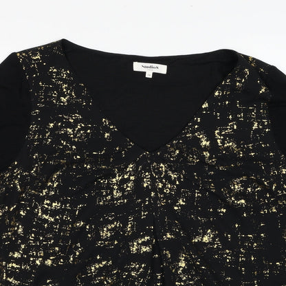 Studio8 Womens Black Polyester Basic Blouse Size 16 V-Neck