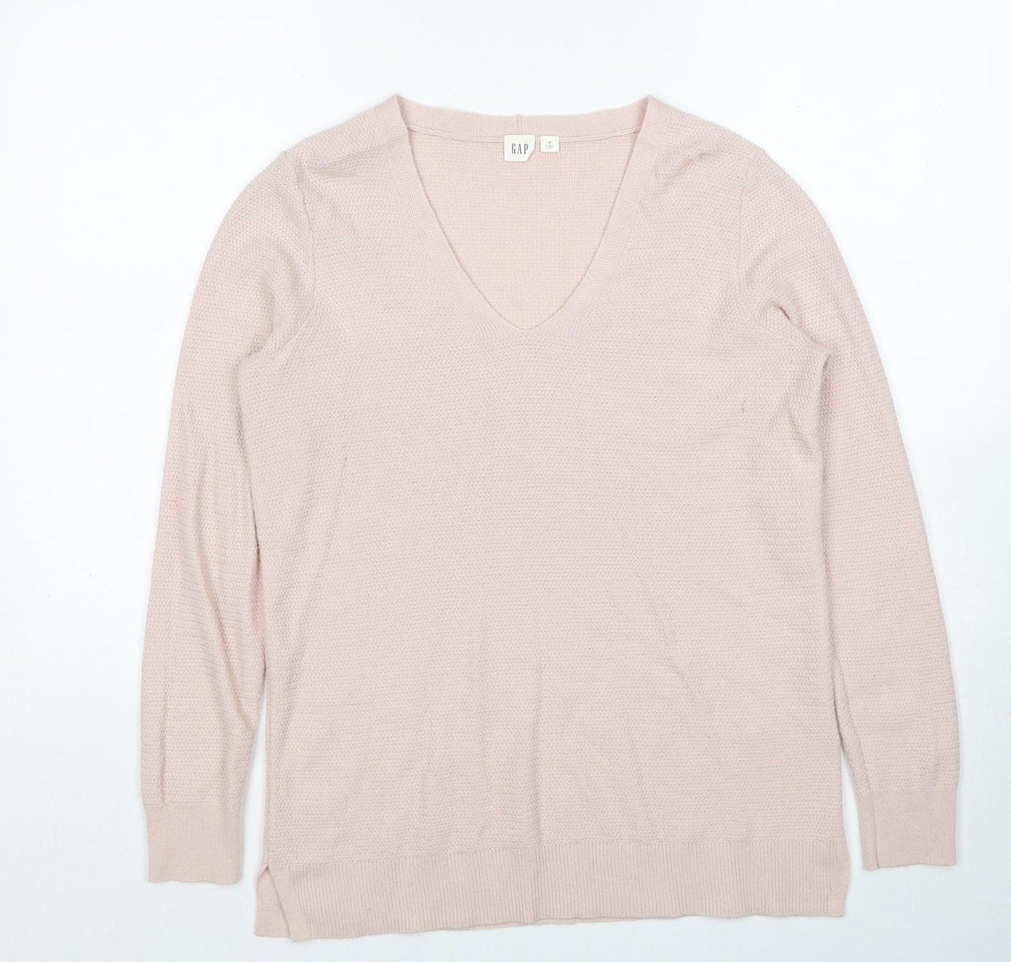 Gap Womens Pink V-Neck Nylon Pullover Jumper Size M