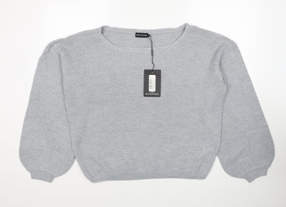 Womens UK Size M PRETTYLITTLETHING Grey Pullover Jumper