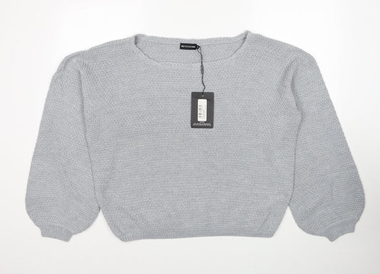 Womens UK Size M PRETTYLITTLETHING Grey Pullover Jumper