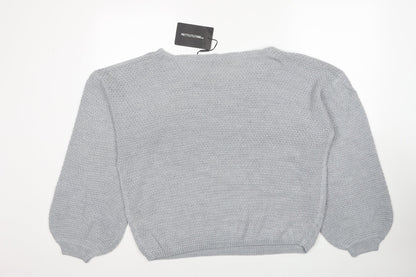 Womens UK Size M PRETTYLITTLETHING Grey Pullover Jumper