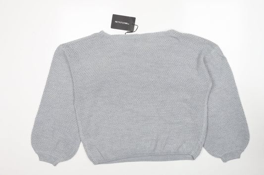 Womens UK Size M PRETTYLITTLETHING Grey Pullover Jumper