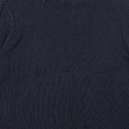 Easy Mens Blue Round Neck Cotton Pullover Jumper Size L Long Sleeve