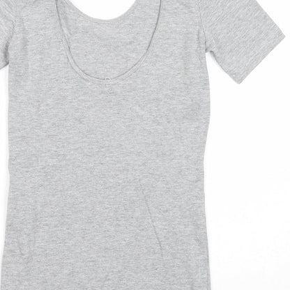 FOREVER 21 Womens Grey Cotton Basic T-Shirt Size S Round Neck - Open Back