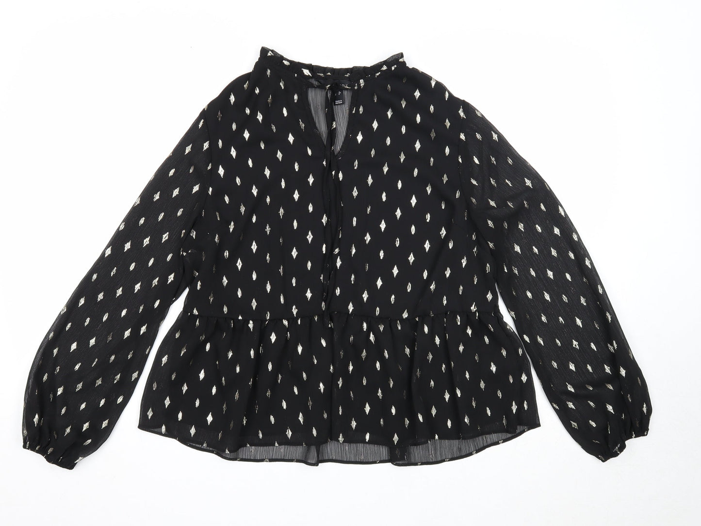 Womens UK Size 12 New Look Black Basic Blouse