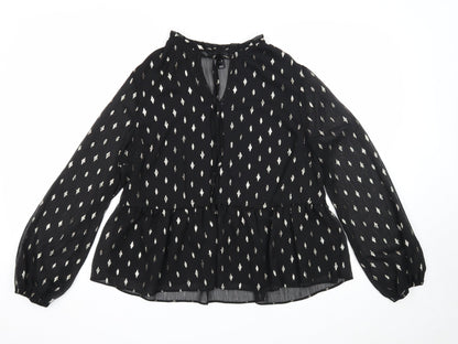 Womens UK Size 12 New Look Black Basic Blouse