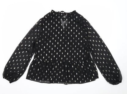 Womens UK Size 12 New Look Black Basic Blouse