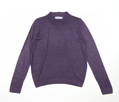 Womens UK Size 10 EWM Purple Pullover Jumper