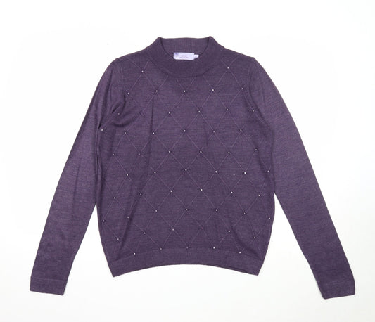 Womens UK Size 10 EWM Purple Pullover Jumper