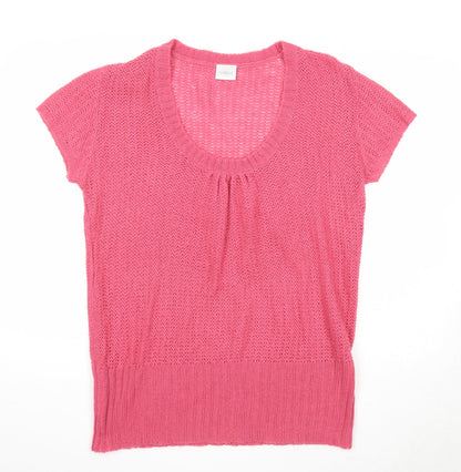 Classics Womens Pink Scoop Neck Acrylic Pullover Jumper Size 16