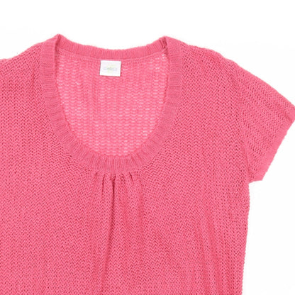 Classics Womens Pink Scoop Neck Acrylic Pullover Jumper Size 16