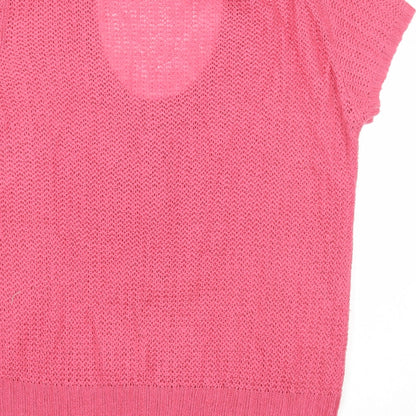 Classics Womens Pink Scoop Neck Acrylic Pullover Jumper Size 16