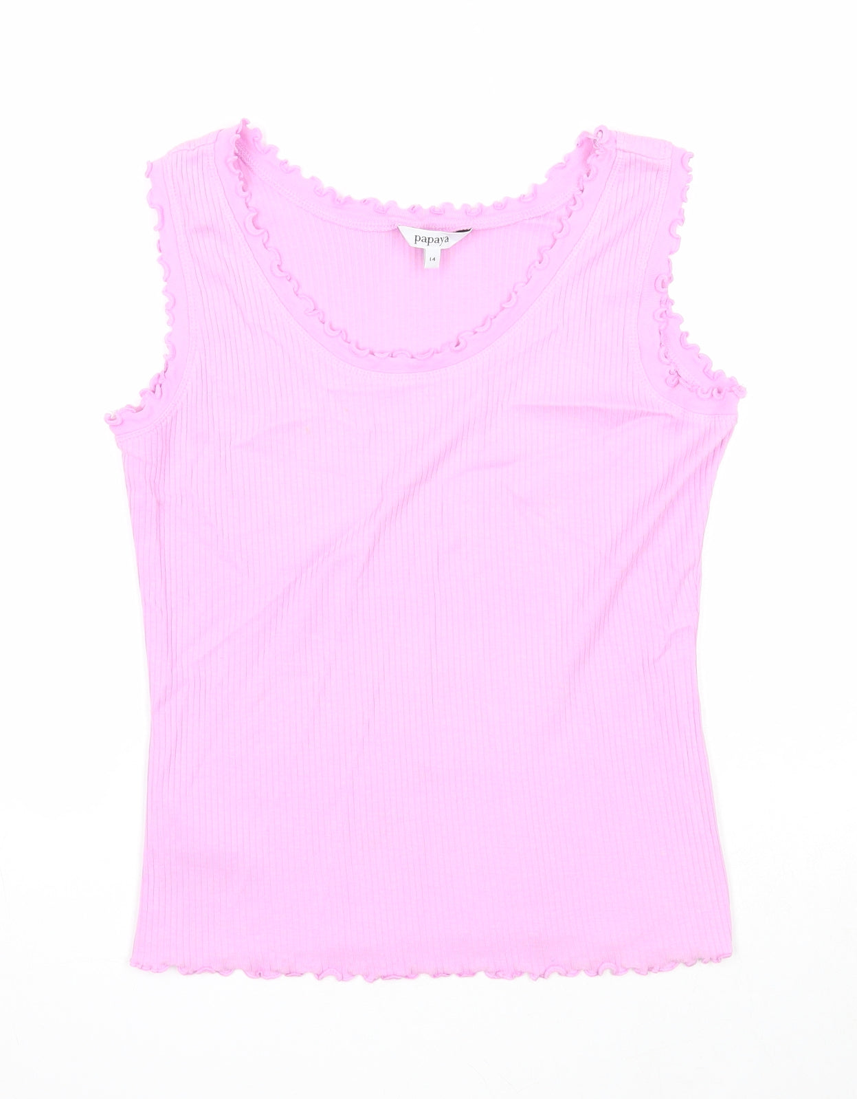 Papaya Womens Purple Cotton Basic Tank Size 14 Round Neck