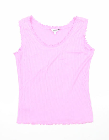 Papaya Womens Purple Cotton Basic Tank Size 14 Round Neck