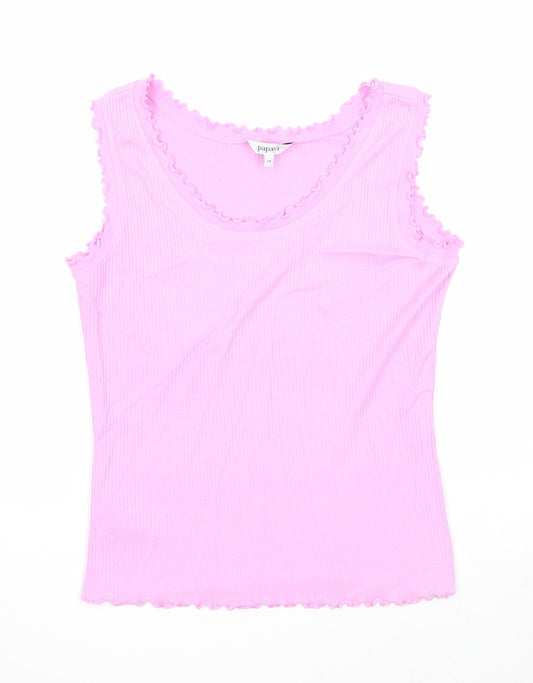 Papaya Womens Purple Cotton Basic Tank Size 14 Round Neck
