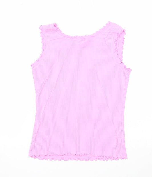 Papaya Womens Purple Cotton Basic Tank Size 14 Round Neck