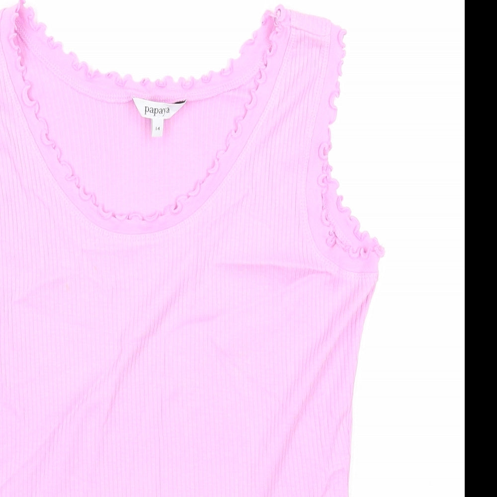 Papaya Womens Purple Cotton Basic Tank Size 14 Round Neck