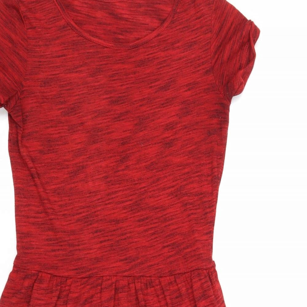 New Look Womens Red Geometric Polyester A-Line Size 6 Round Neck Pullover