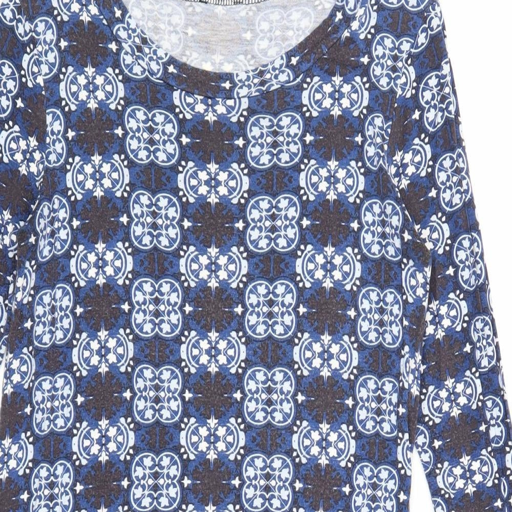 River Island Womens Blue Geometric Viscose A-Line Size 8 Round Neck Pullover