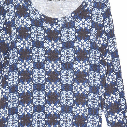 River Island Womens Blue Geometric Viscose A-Line Size 8 Round Neck Pullover