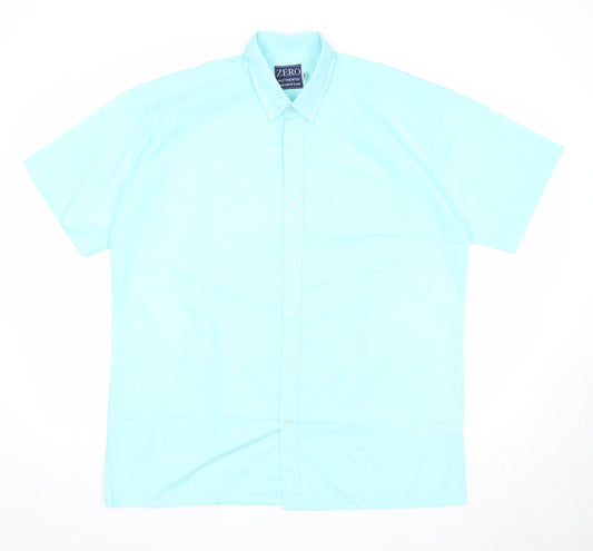 Zero Mens Blue Polyester Button-Up Size XL Collared Button