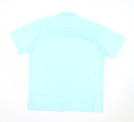 Zero Mens Blue Polyester Button-Up Size XL Collared Button