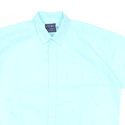 Zero Mens Blue Polyester Button-Up Size XL Collared Button