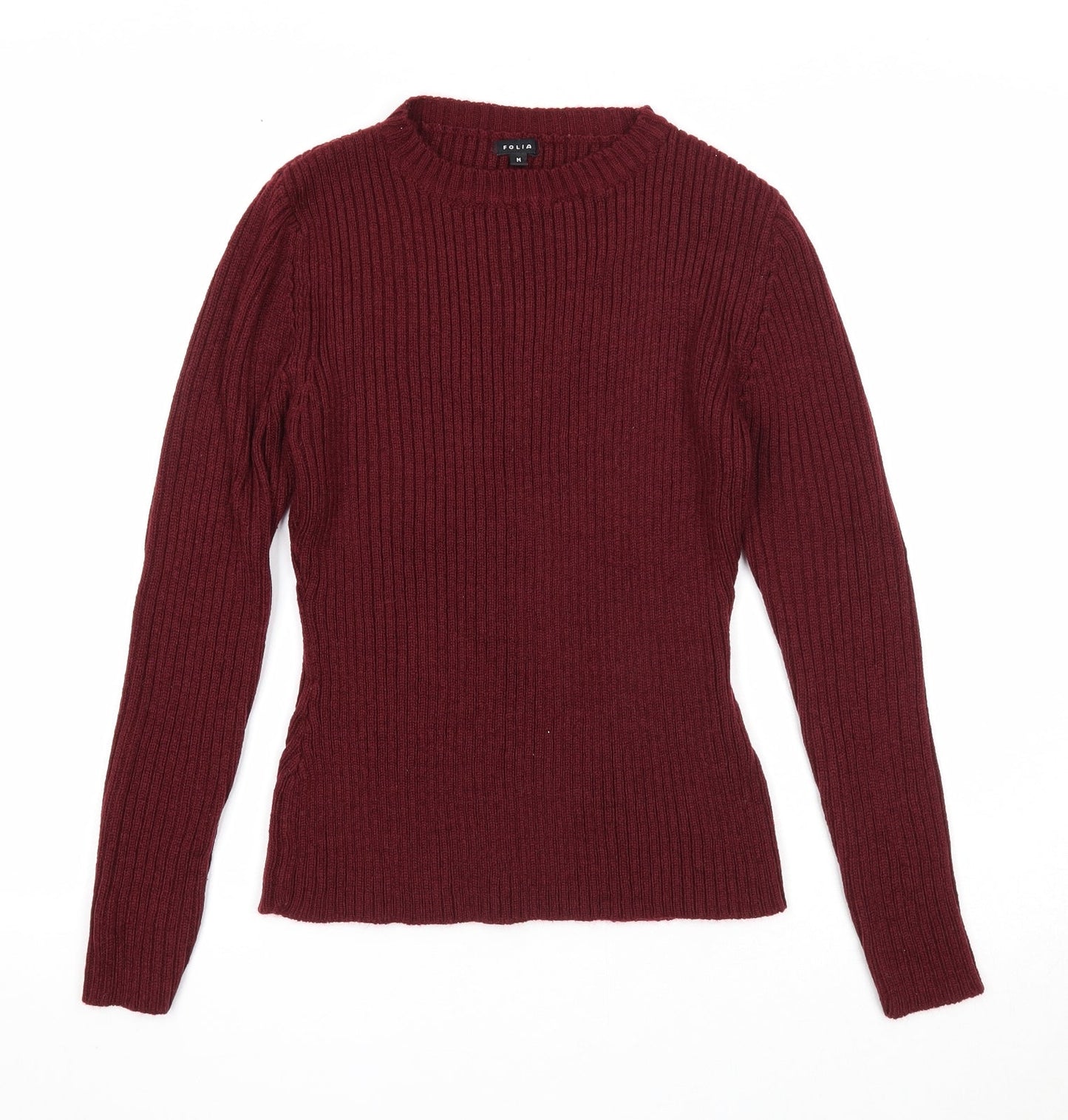 Folia Womens Purple Round Neck Acrylic Pullover Jumper Size M