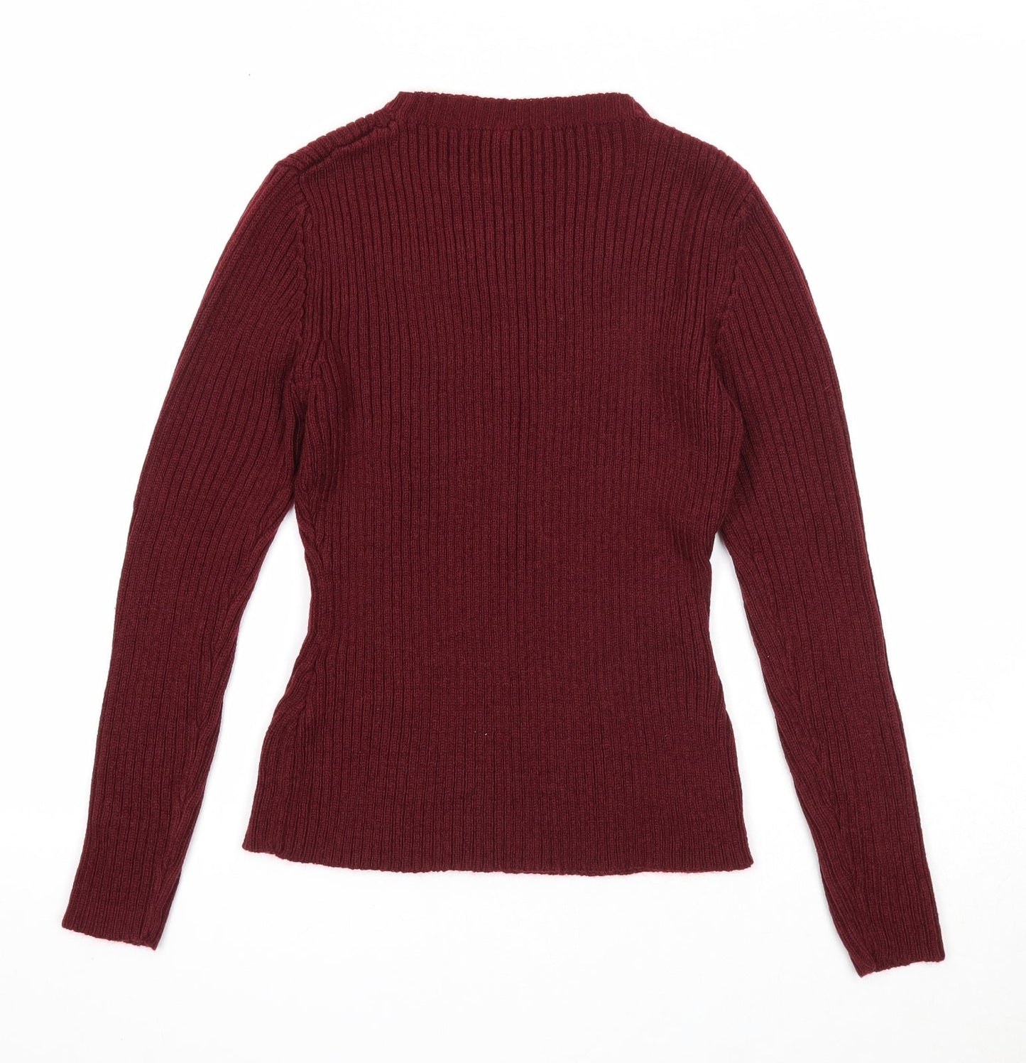 Folia Womens Purple Round Neck Acrylic Pullover Jumper Size M