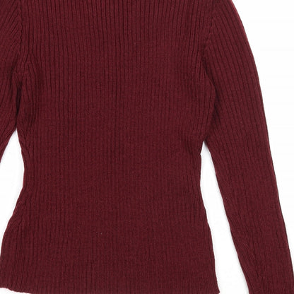 Folia Womens Purple Round Neck Acrylic Pullover Jumper Size M
