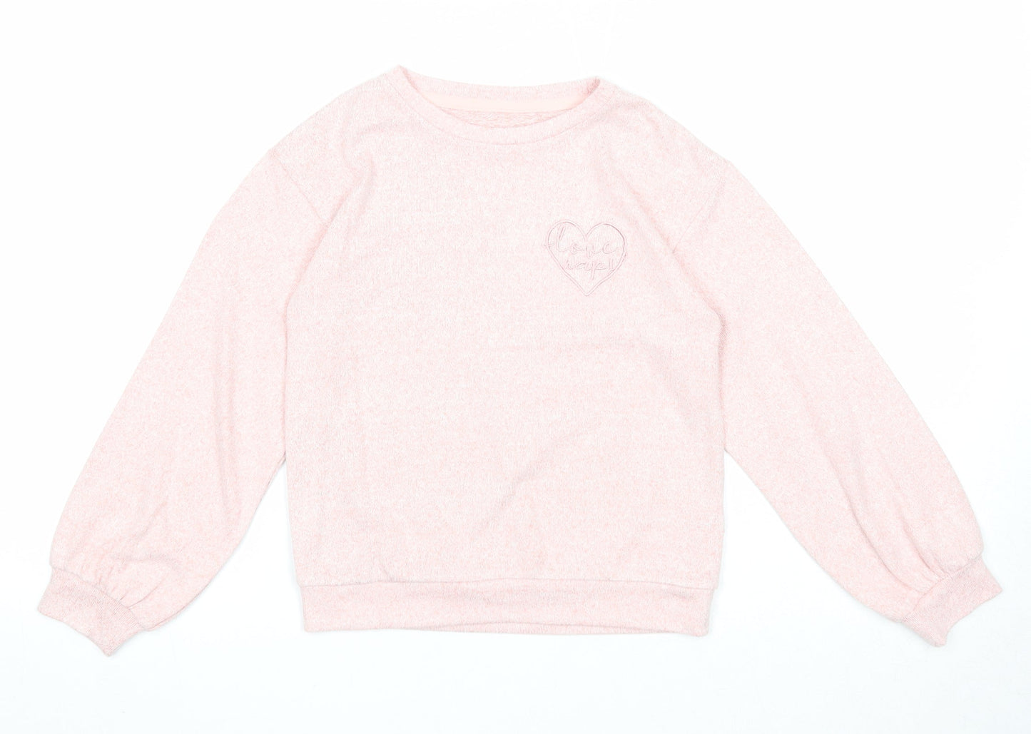 F&F Girls Pink Polyester Pullover Sweatshirt Size 7-8 Years Pullover - Love