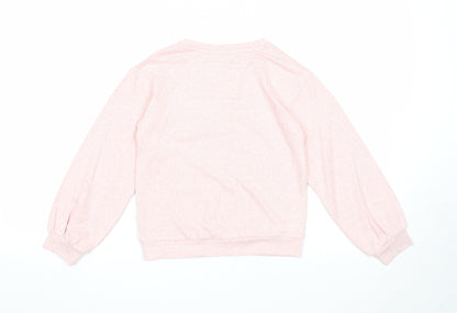 F&F Girls Pink Polyester Pullover Sweatshirt Size 7-8 Years Pullover - Love