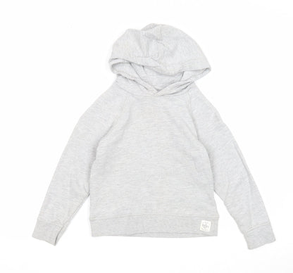 Preworn Girls Grey Cotton Pullover Hoodie Size 6 Years Pullover