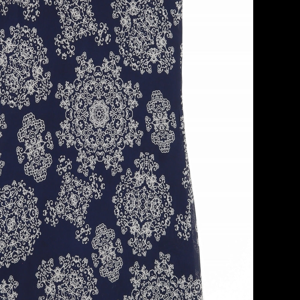 Atmosphere Womens Blue Geometric Polyester A-Line Size 6 V-Neck Pullover