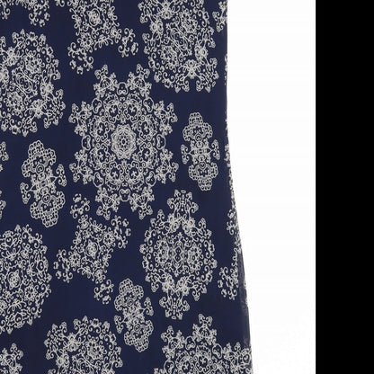 Atmosphere Womens Blue Geometric Polyester A-Line Size 6 V-Neck Pullover