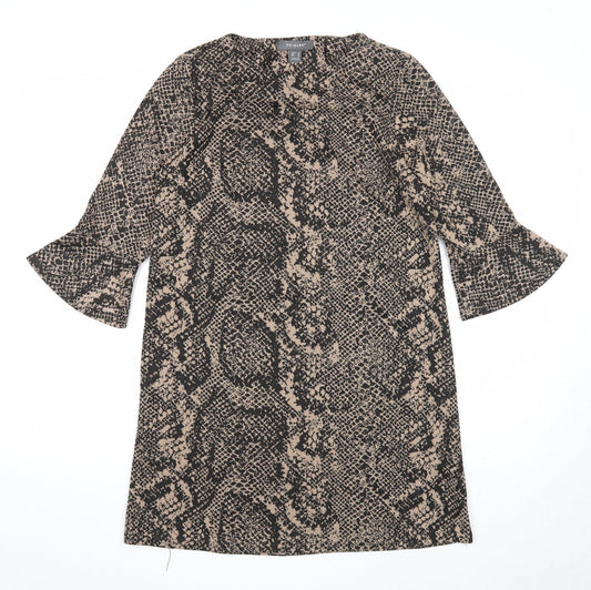 Primark Womens Beige Geometric Polyester A-Line Size 10 Round Neck Pullover - Snake Print