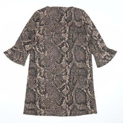 Primark Womens Beige Geometric Polyester A-Line Size 10 Round Neck Pullover - Snake Print