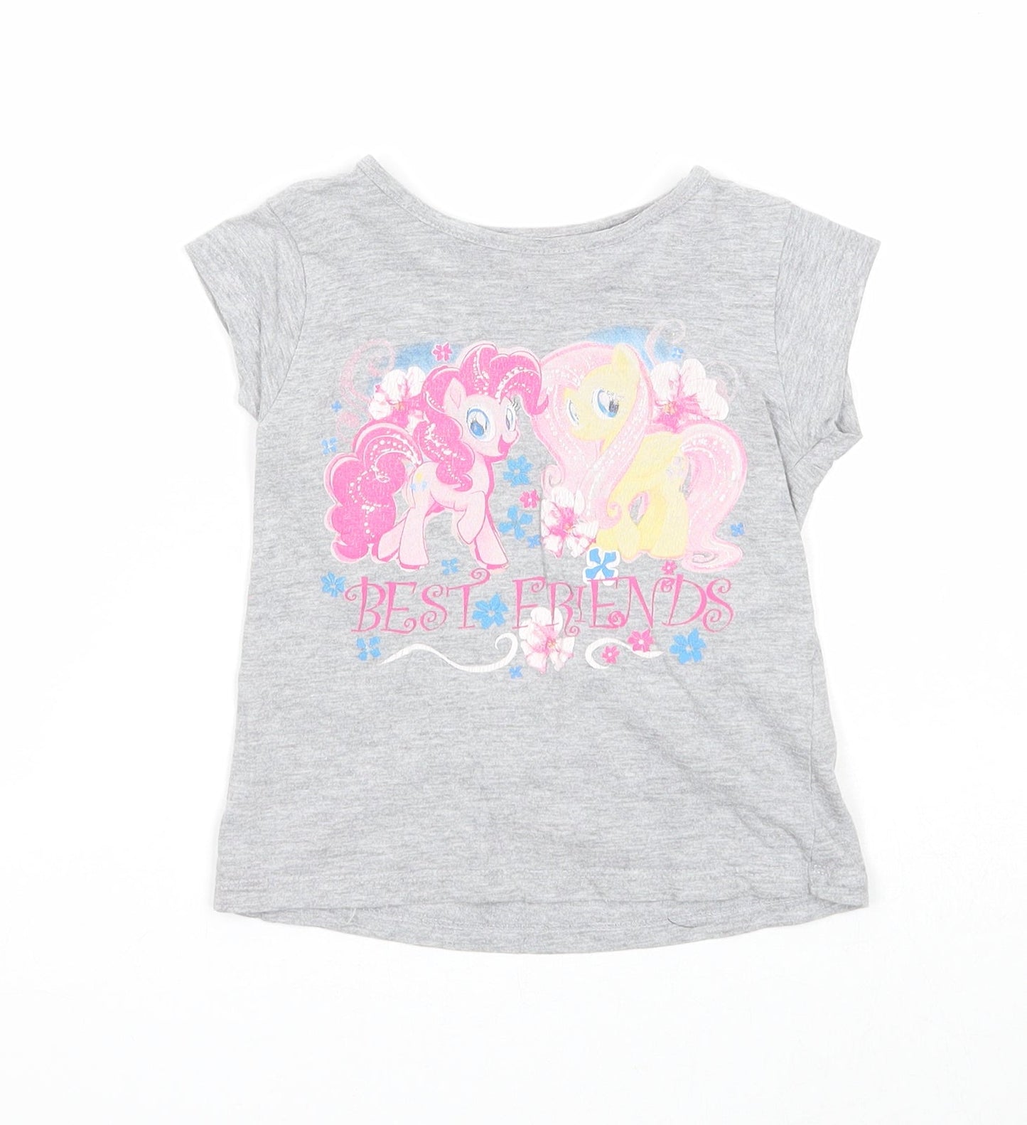 Preworn Girls Grey Cotton Basic T-Shirt Size 12-18 Months Round Neck Pullover - My Little Pony, Size 12-24 months
