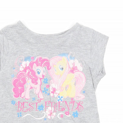 Preworn Girls Grey Cotton Basic T-Shirt Size 12-18 Months Round Neck Pullover - My Little Pony, Size 12-24 months