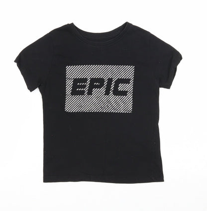 Primark Girls Black Cotton Basic T-Shirt Size 3-4 Years Round Neck Pullover - Epic