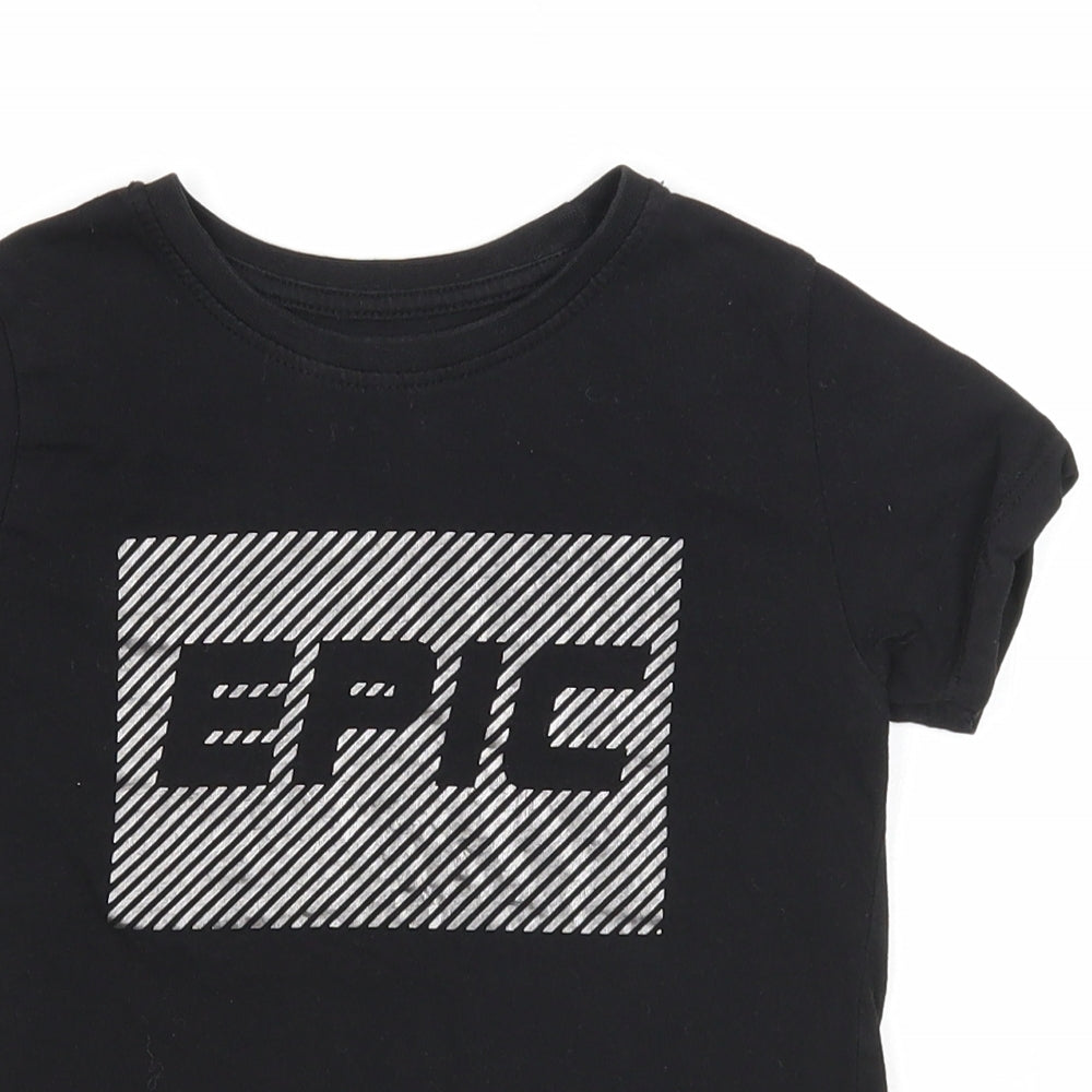 Primark Girls Black Cotton Basic T-Shirt Size 3-4 Years Round Neck Pullover - Epic