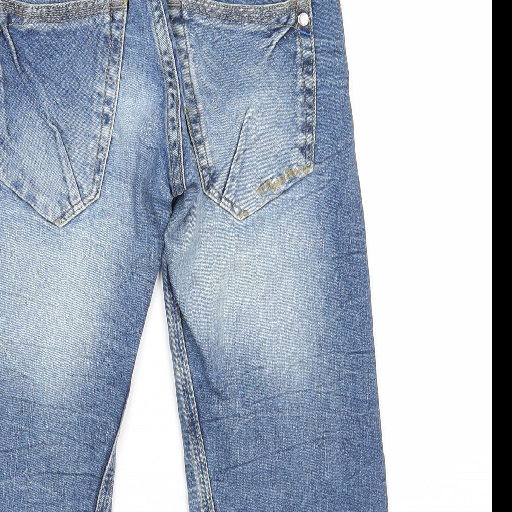 Preworn Boys Blue Cotton Straight Jeans Size 8 Years Regular Zip
