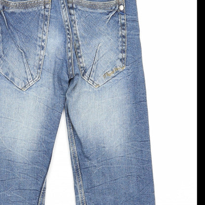 Preworn Boys Blue Cotton Straight Jeans Size 8 Years Regular Zip