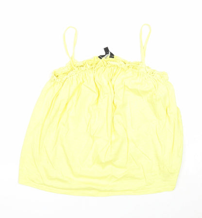 New Look Womens Yellow Cotton Basic Tank Size 14 Square Neck