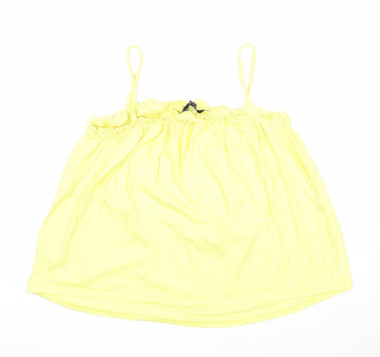 New Look Womens Yellow Cotton Basic Tank Size 14 Square Neck