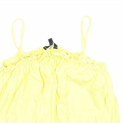 New Look Womens Yellow Cotton Basic Tank Size 14 Square Neck