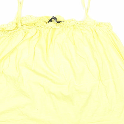 New Look Womens Yellow Cotton Basic Tank Size 14 Square Neck