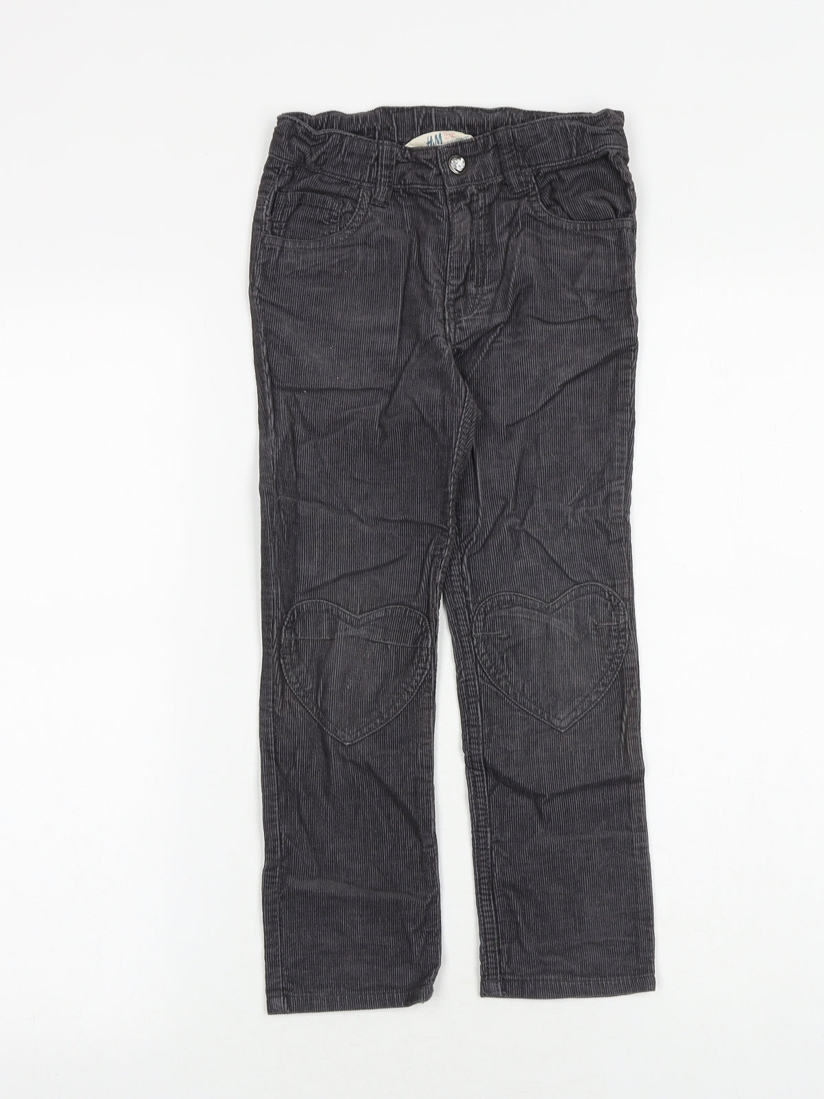 H&M Girls Grey 100% Cotton Carrot Trousers Size 5-6 Years Regular Zip