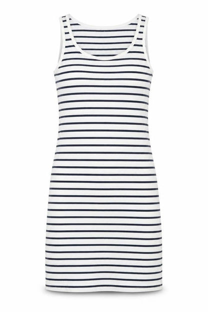 VERO MODA Womens White Striped Cotton Tank Dress Size L Scoop Neck Pullover