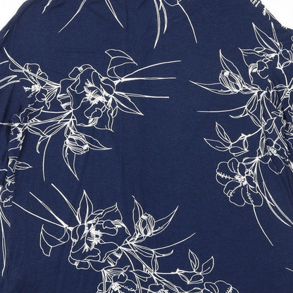 Evans Womens Blue Floral Viscose Basic Blouse Size 14 Boat Neck